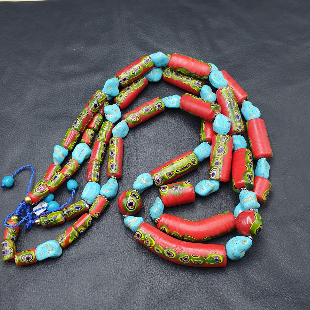 Vintage Venetian Gabri Style Glass Howlite Stone Beaded Necklace