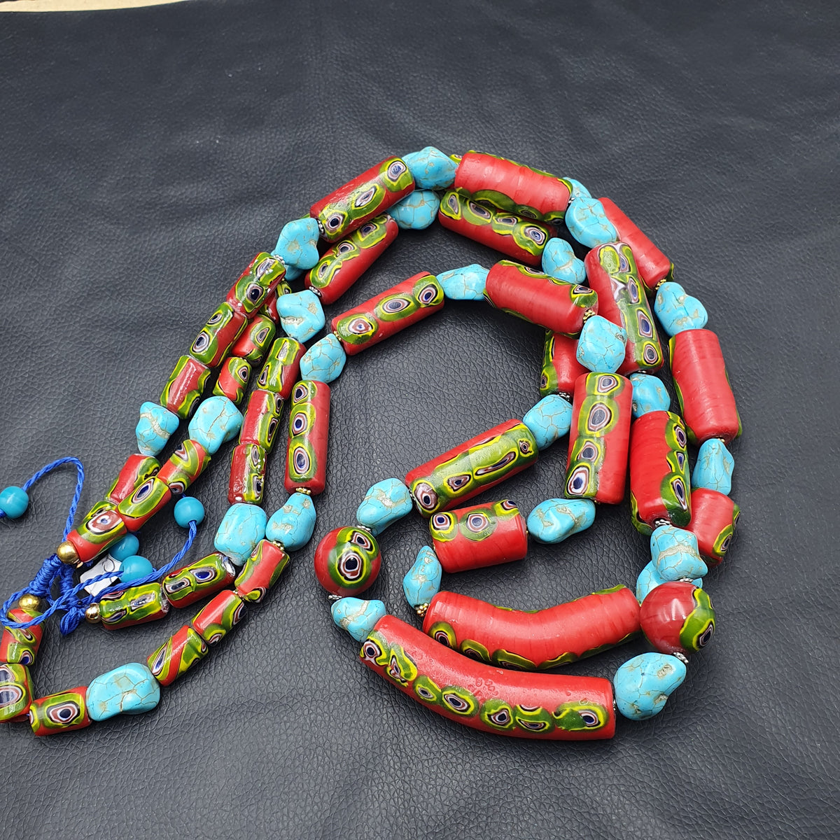 Vintage Venetian Gabri Style Glass Howlite Stone Beaded Necklace
