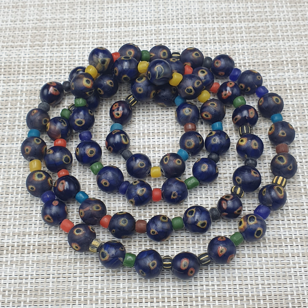 Venetian African Style Amazing Eyes Glass &  MultiColor Glass Beaded Necklace