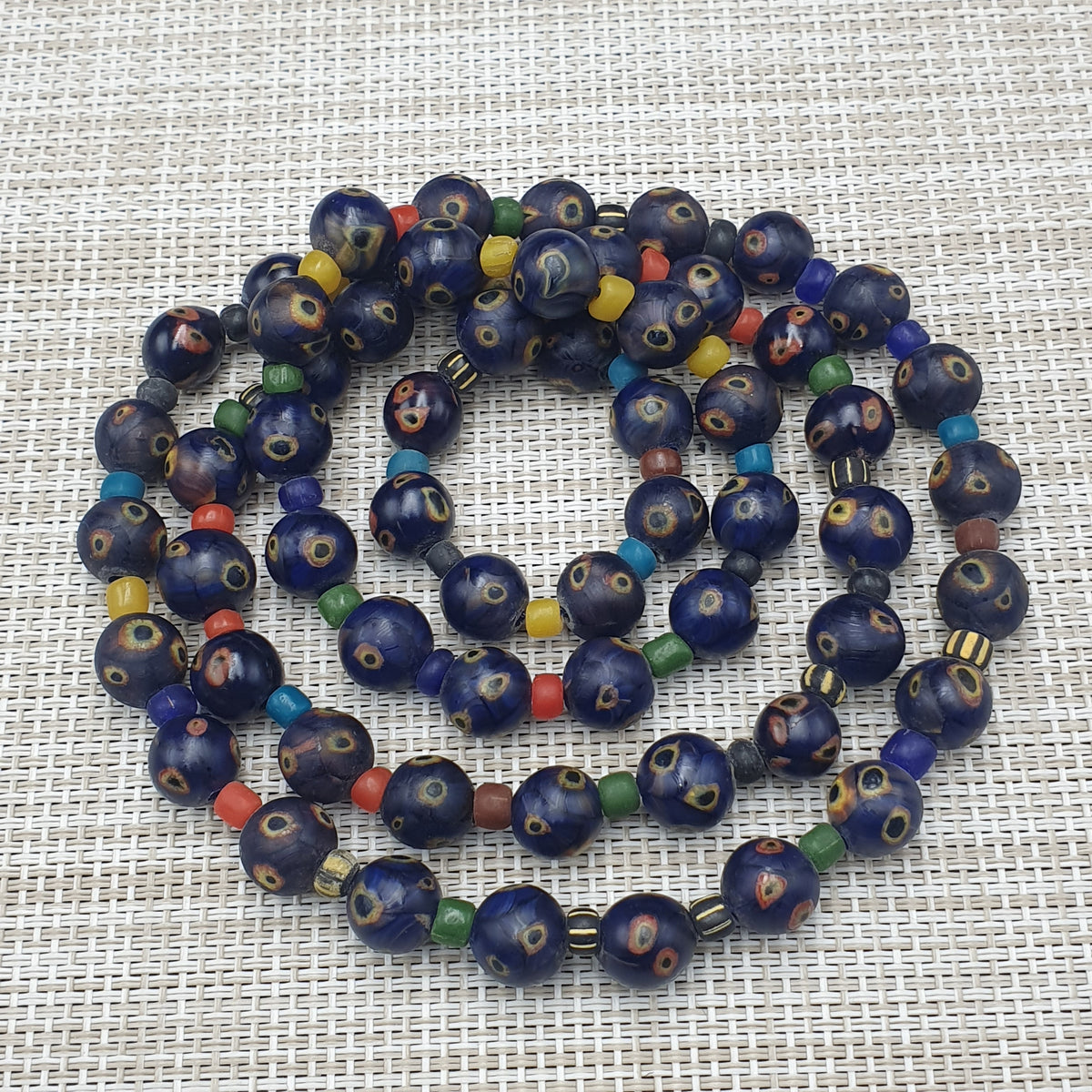 Venetian African Style Amazing Eyes Glass &  MultiColor Glass Beaded Necklace