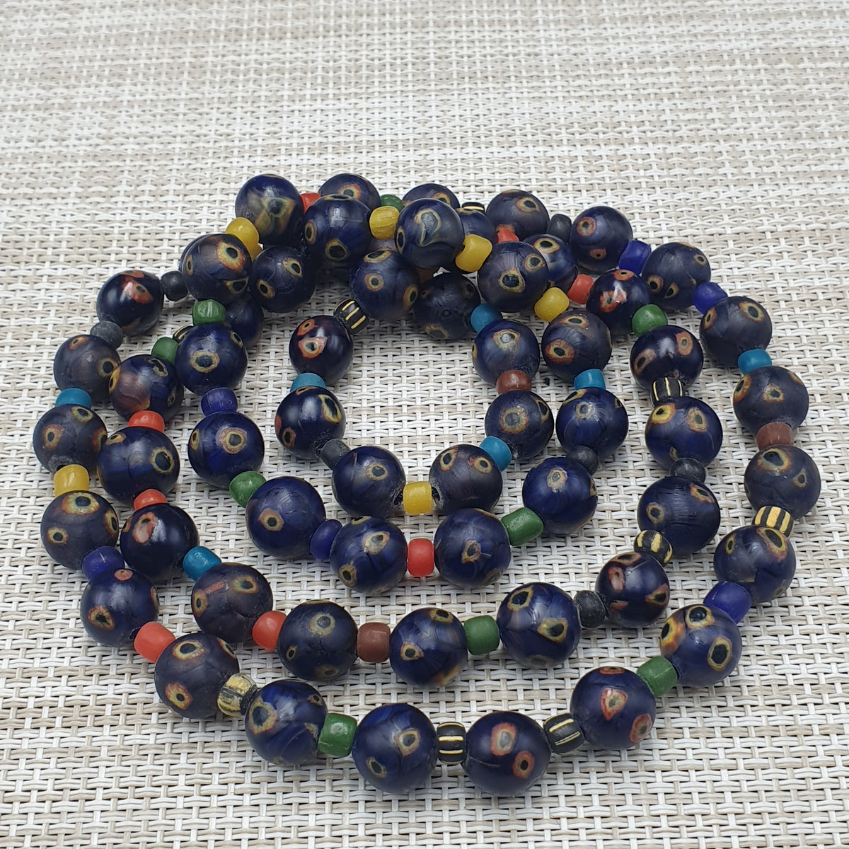 Venetian African Style Amazing Eyes Glass &  MultiColor Glass Beaded Necklace