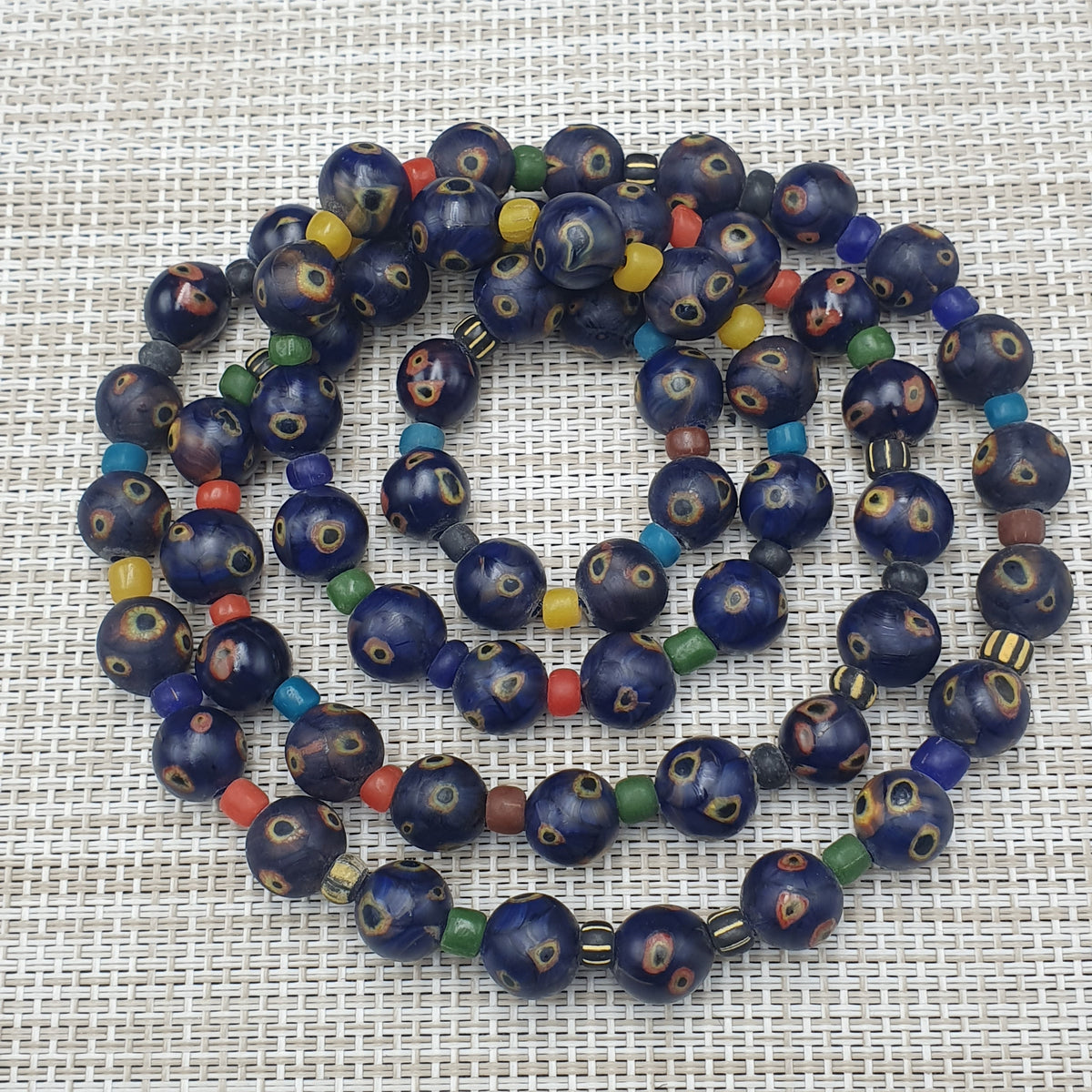 Venetian African Style Amazing Eyes Glass &  MultiColor Glass Beaded Necklace