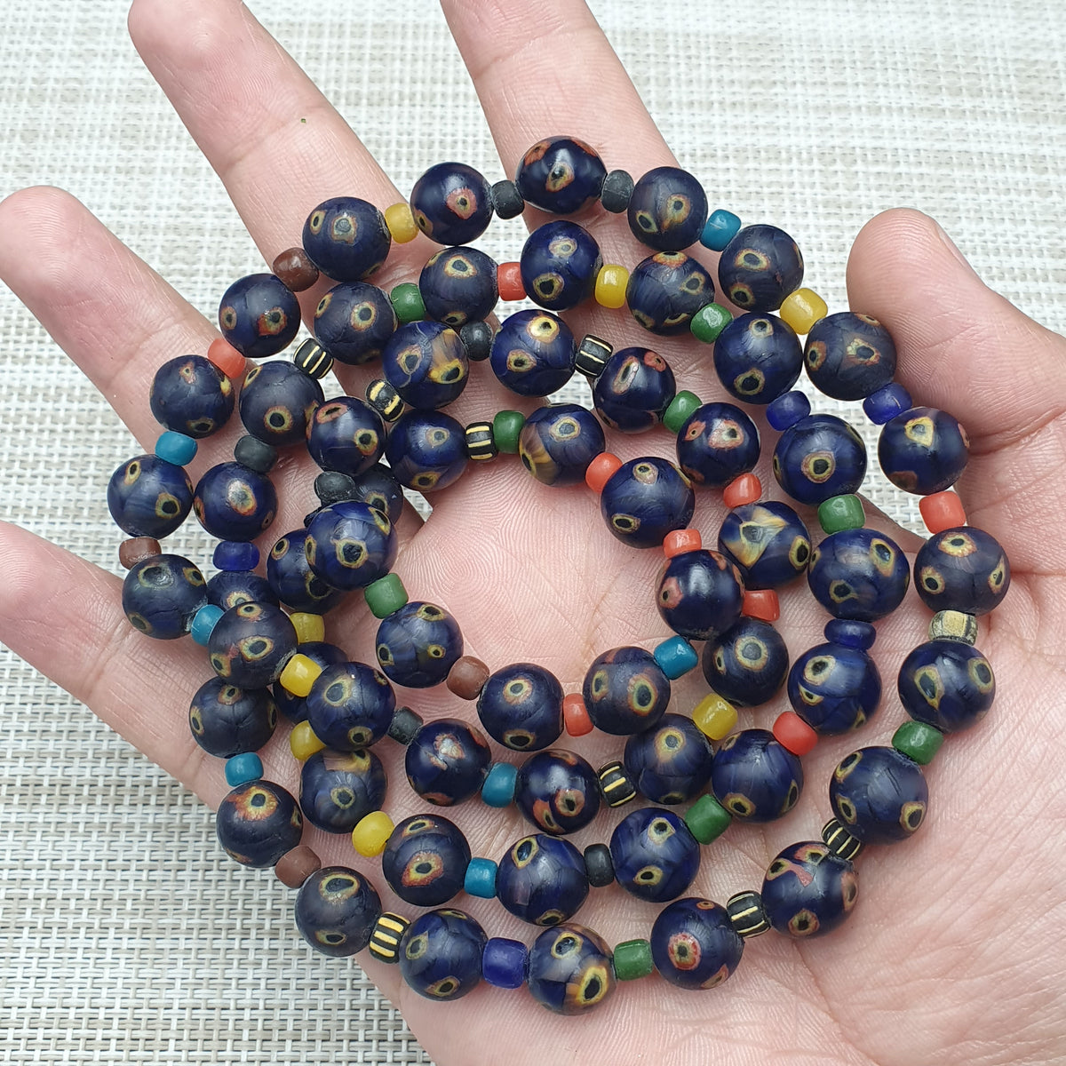 Venetian African Style Amazing Eyes Glass &  MultiColor Glass Beaded Necklace