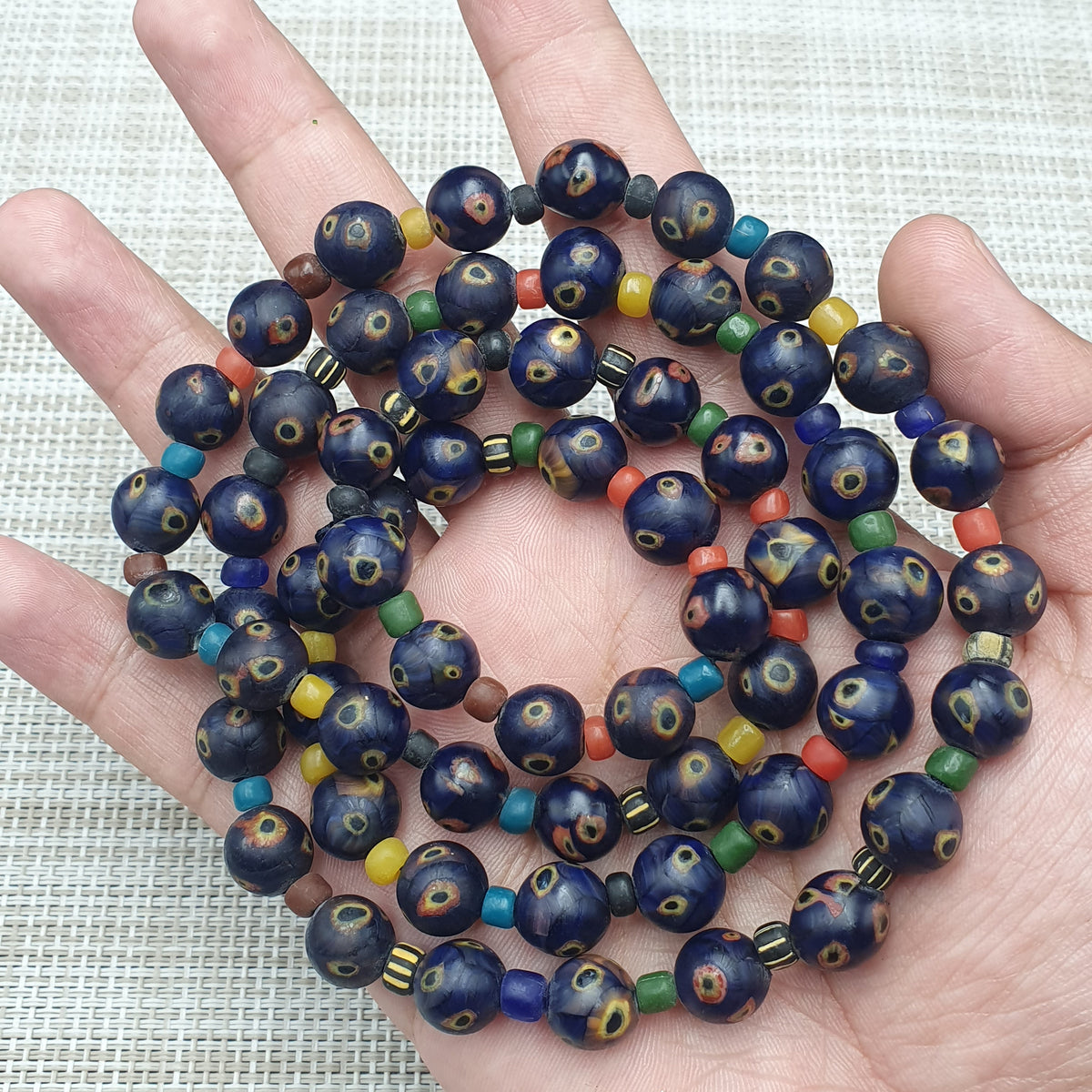 Venetian African Style Amazing Eyes Glass &  MultiColor Glass Beaded Necklace