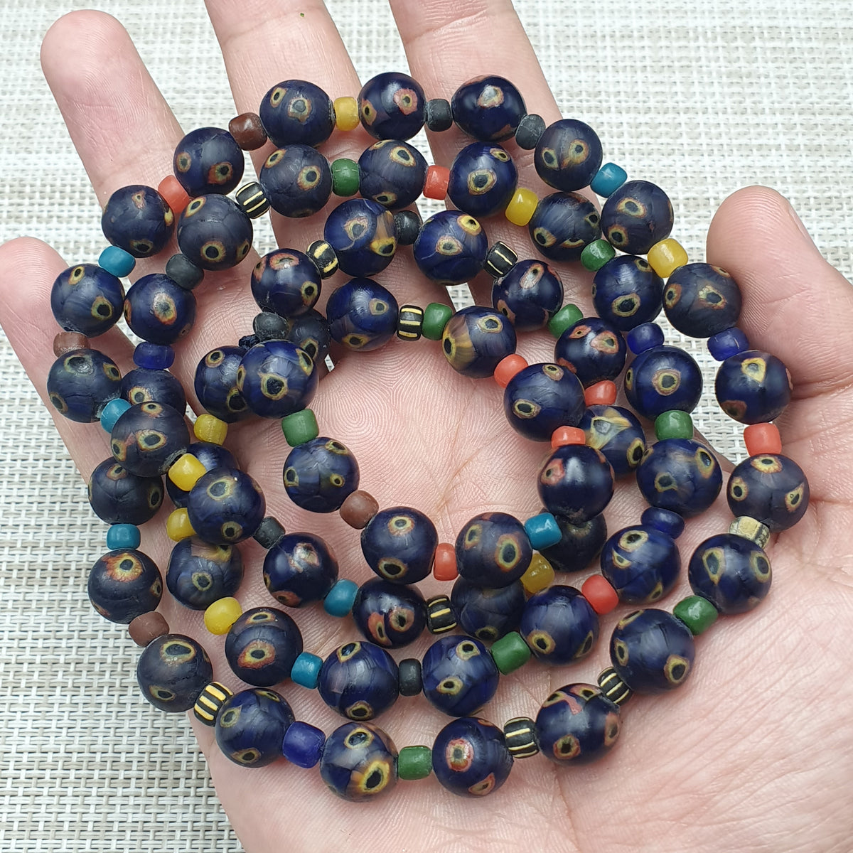 Venetian African Style Amazing Eyes Glass &  MultiColor Glass Beaded Necklace
