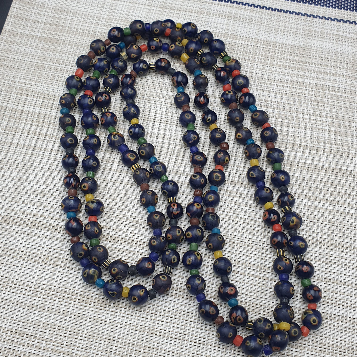 Venetian African Style Amazing Eyes Glass &  MultiColor Glass Beaded Necklace