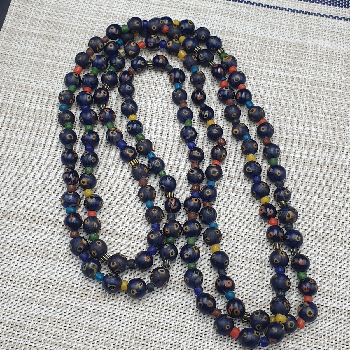 Venetian African Style Amazing Eyes Glass &  MultiColor Glass Beaded Necklace