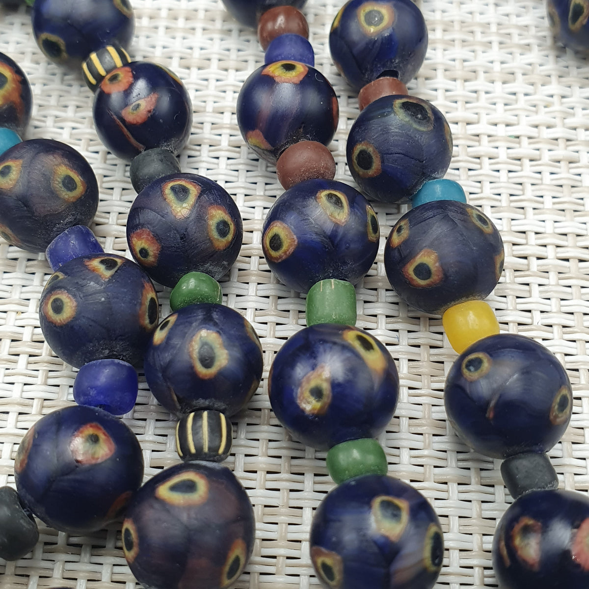 Venetian African Style Amazing Eyes Glass &  MultiColor Glass Beaded Necklace