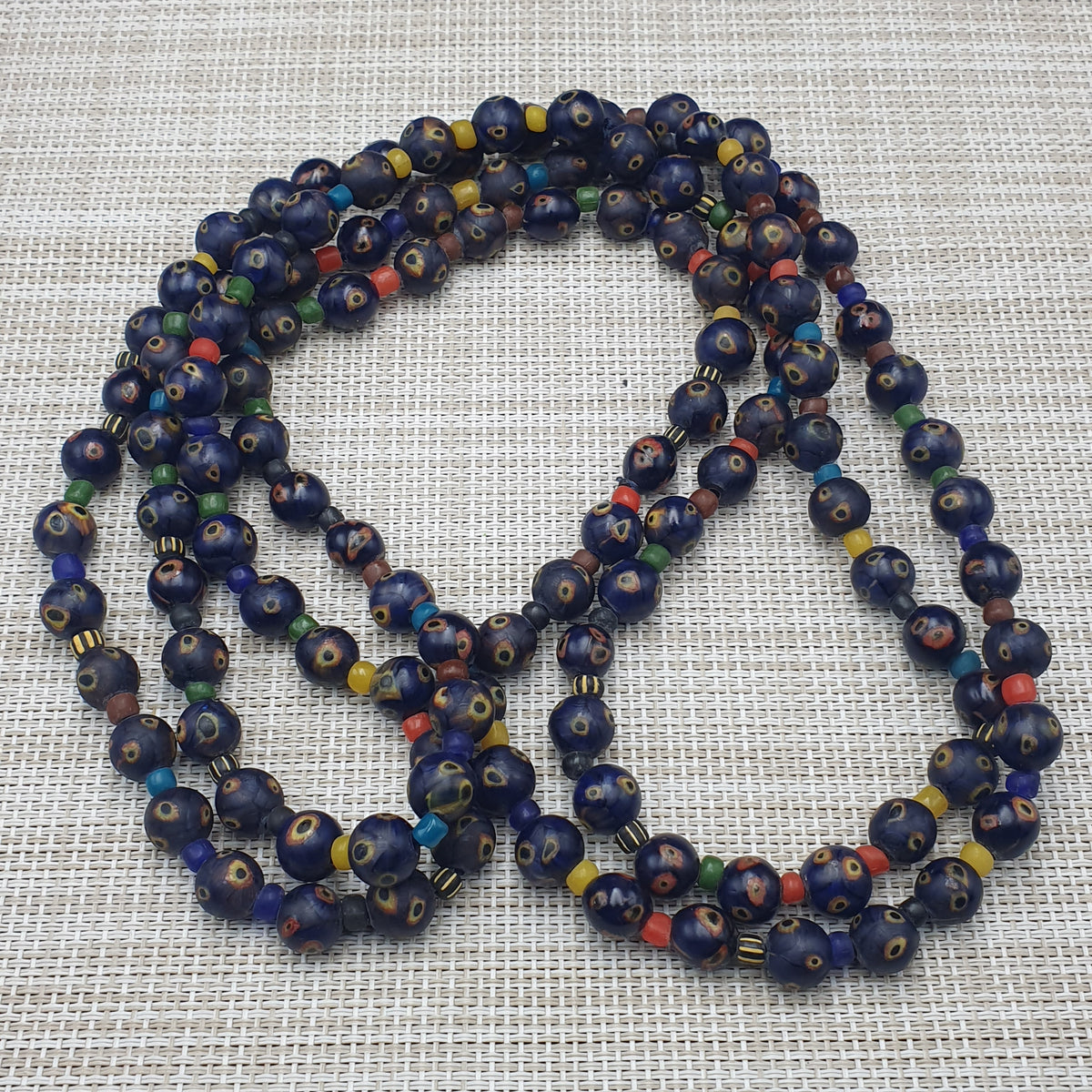Venetian African Style Amazing Eyes Glass &  MultiColor Glass Beaded Necklace