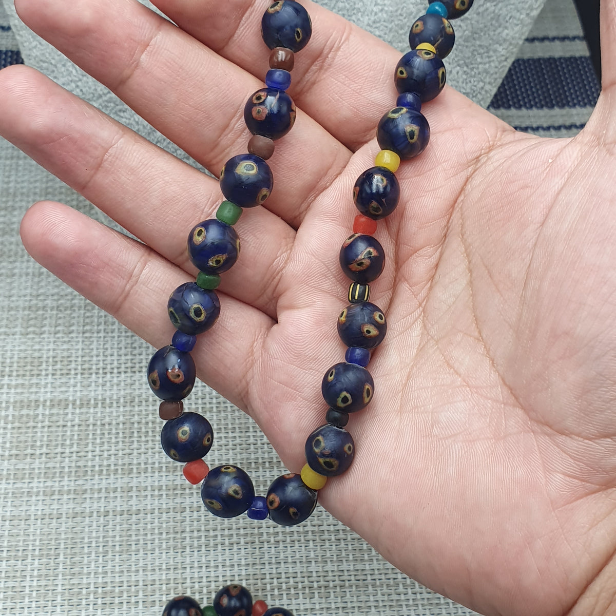Venetian African Style Amazing Eyes Glass &  MultiColor Glass Beaded Necklace