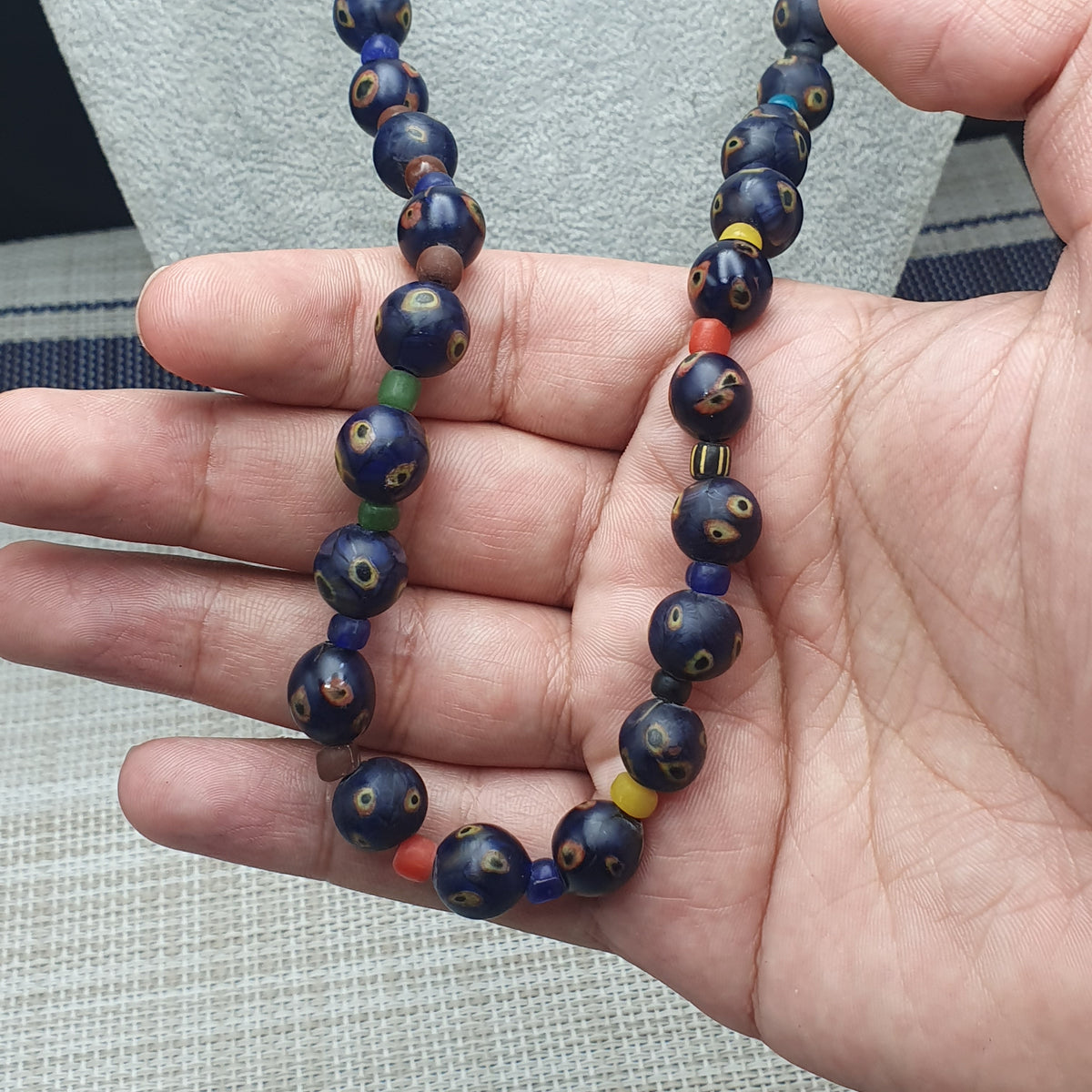 Venetian African Style Amazing Eyes Glass &  MultiColor Glass Beaded Necklace