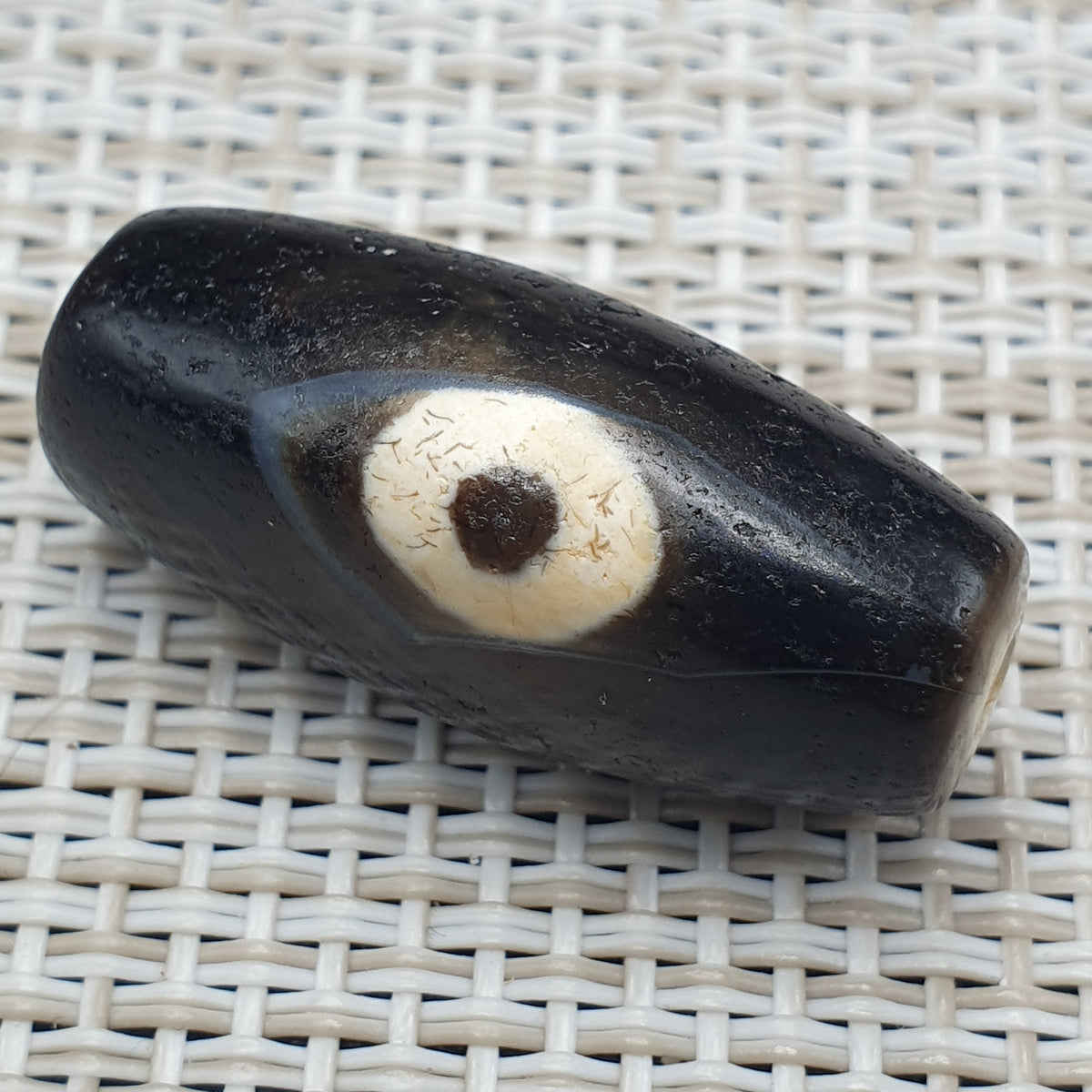 Amulette tibétaine vintage perle d'agate œil de Dzi de l'Himalaya