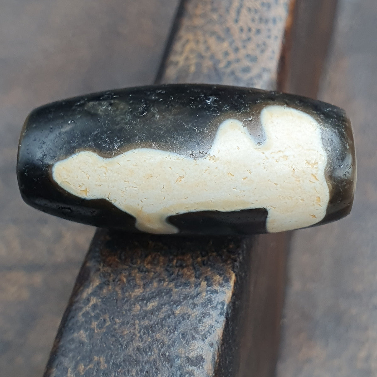 Amulette tibétaine vintage perle d'agate œil de Dzi de l'Himalaya