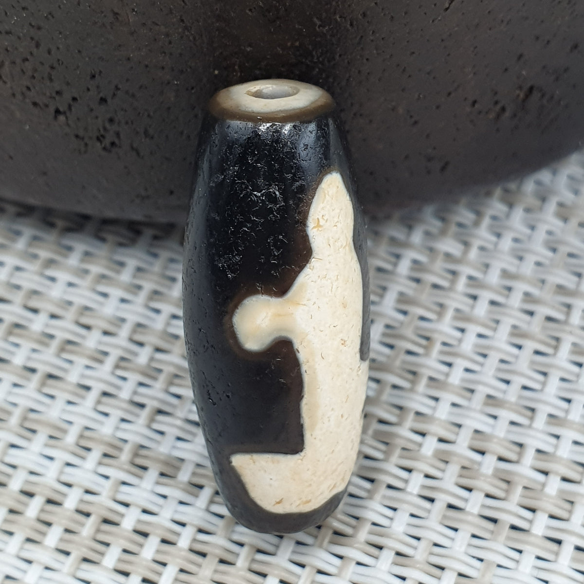 Amulette tibétaine vintage perle d'agate œil de Dzi de l'Himalaya
