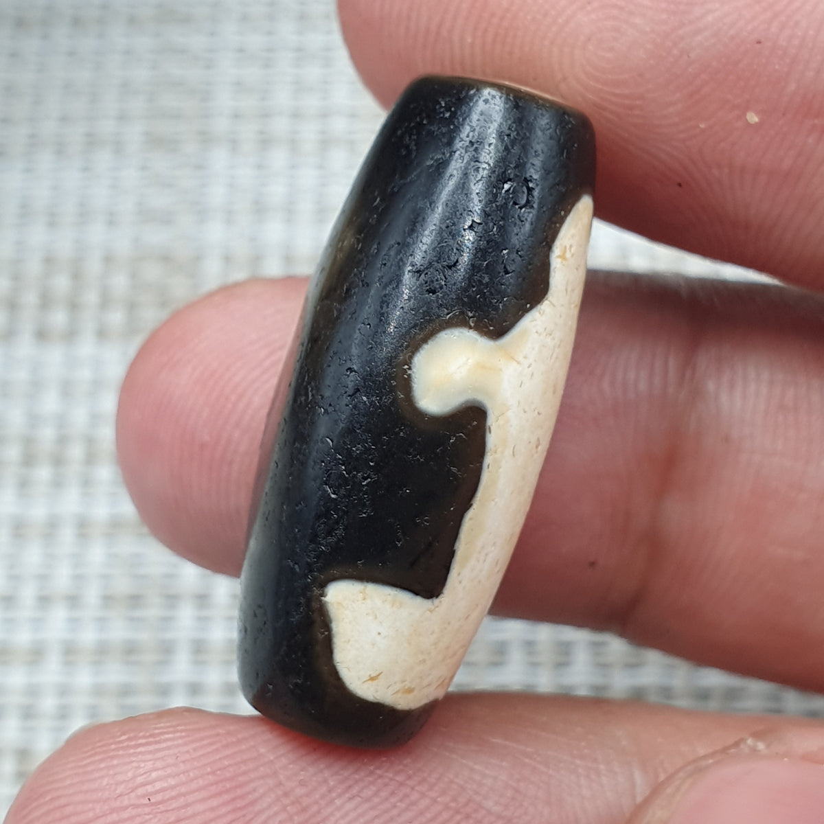 Amulette tibétaine vintage perle d'agate œil de Dzi de l'Himalaya