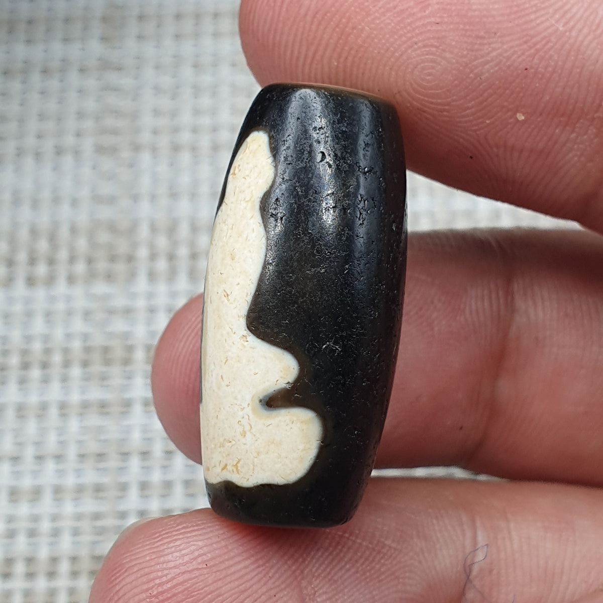 Amulette tibétaine vintage perle d'agate œil de Dzi de l'Himalaya