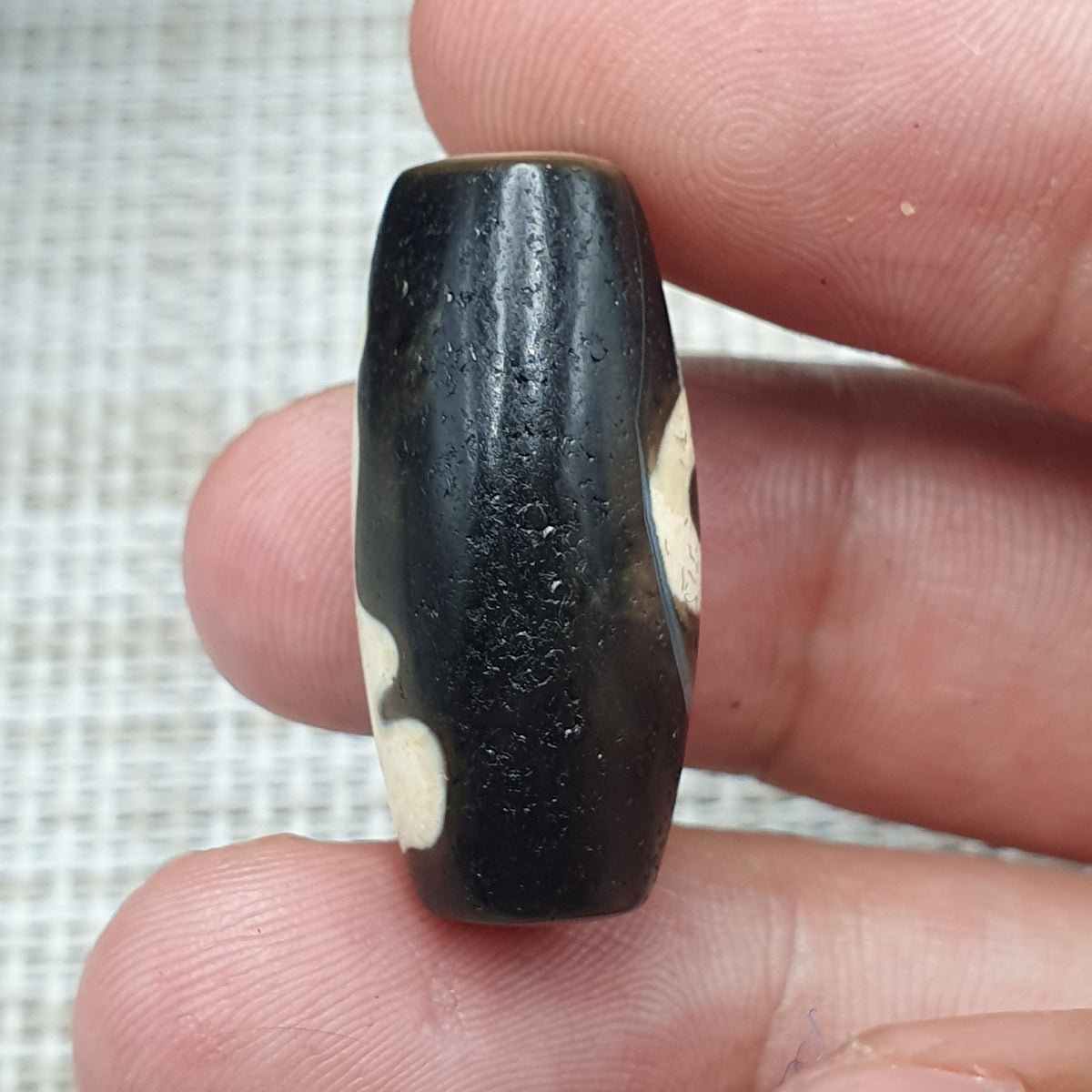 Amulette tibétaine vintage perle d'agate œil de Dzi de l'Himalaya
