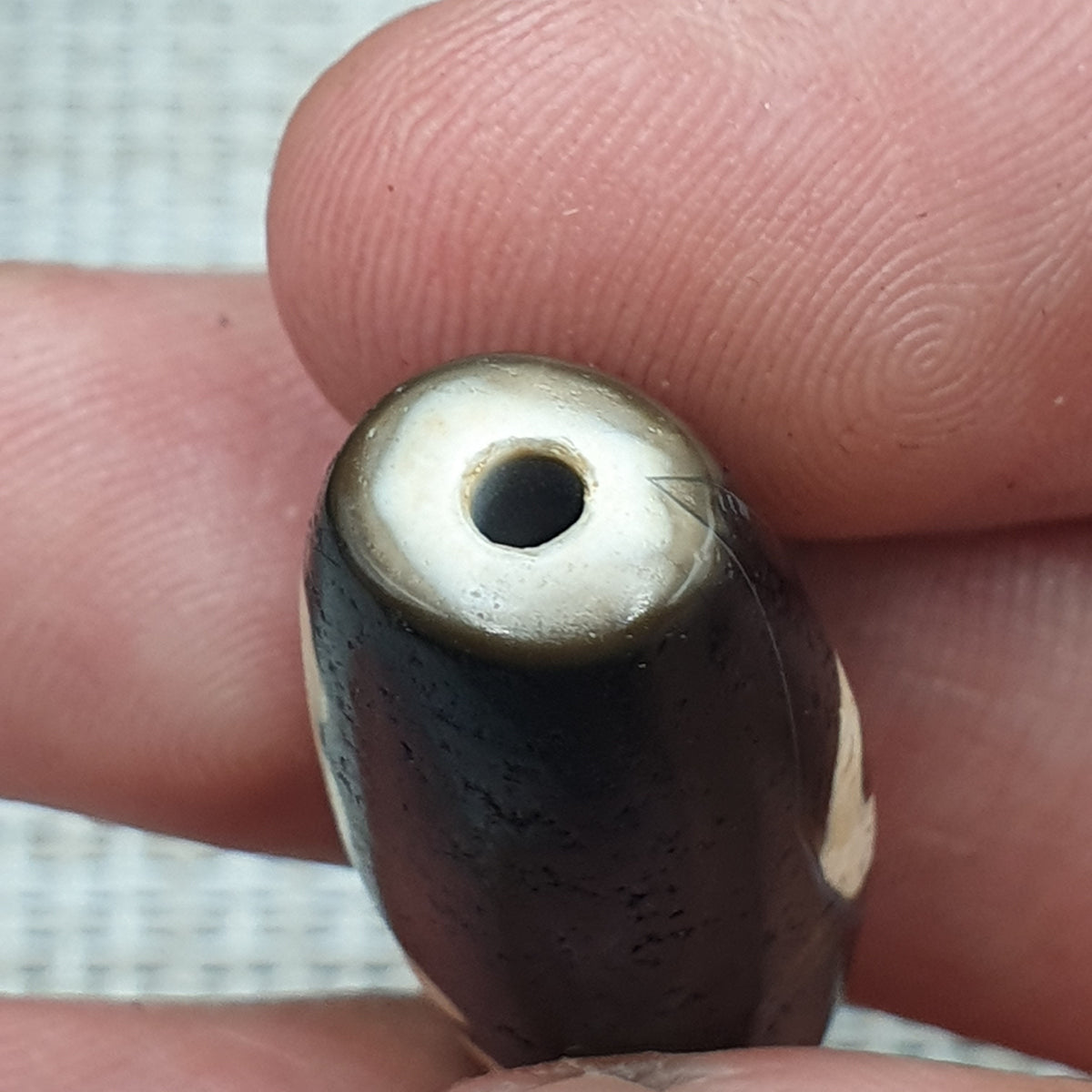 Amulette tibétaine vintage perle d'agate œil de Dzi de l'Himalaya