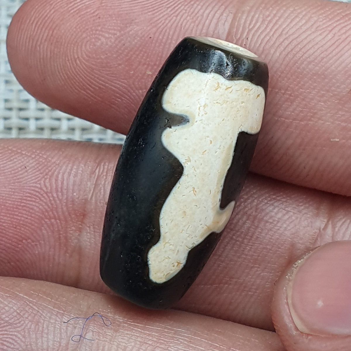 Amulette tibétaine vintage perle d'agate œil de Dzi de l'Himalaya
