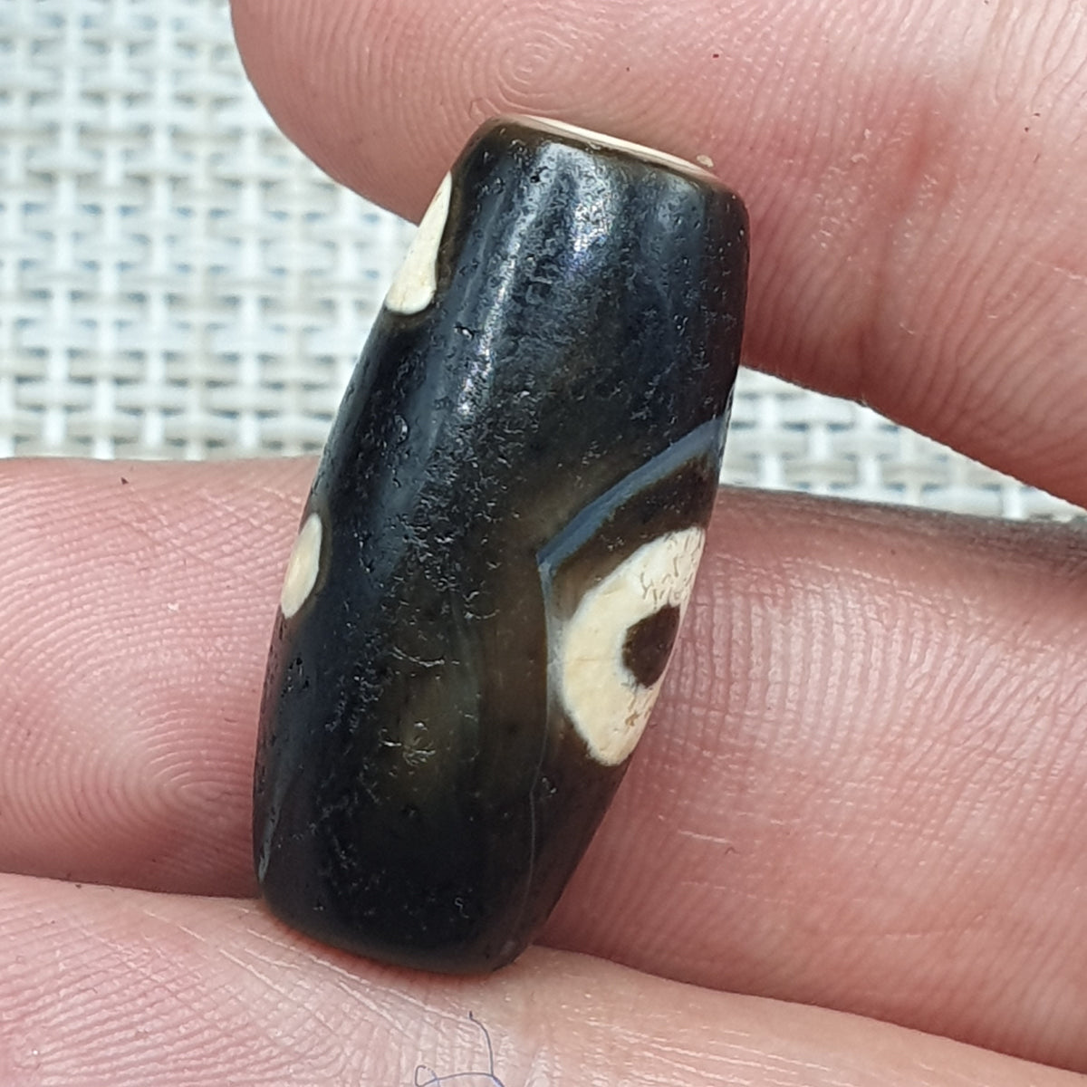 Amulette tibétaine vintage perle d'agate œil de Dzi de l'Himalaya