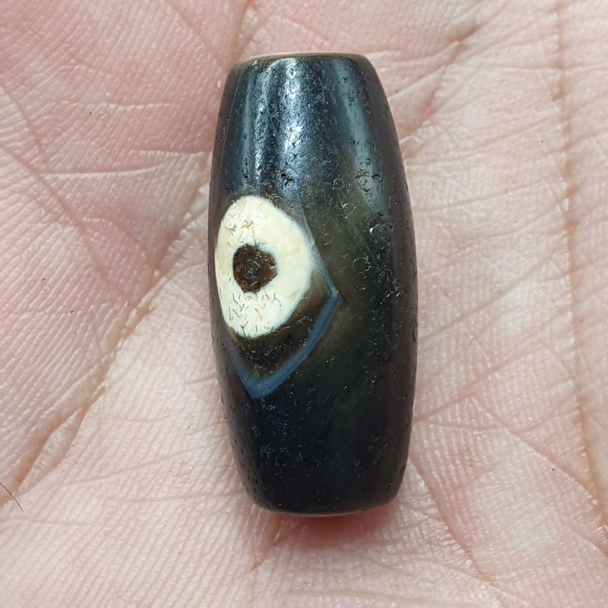 Amulette tibétaine vintage perle d'agate œil de Dzi de l'Himalaya