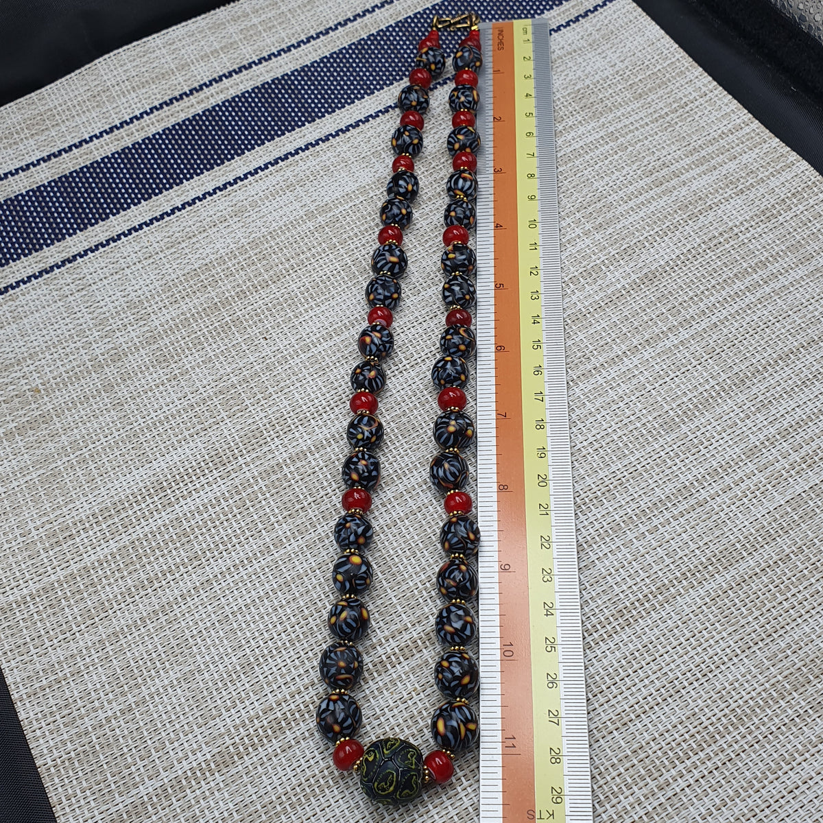 Vintage Venetian Style Glass & Venetian WhiteHeart Glass Beads Necklace