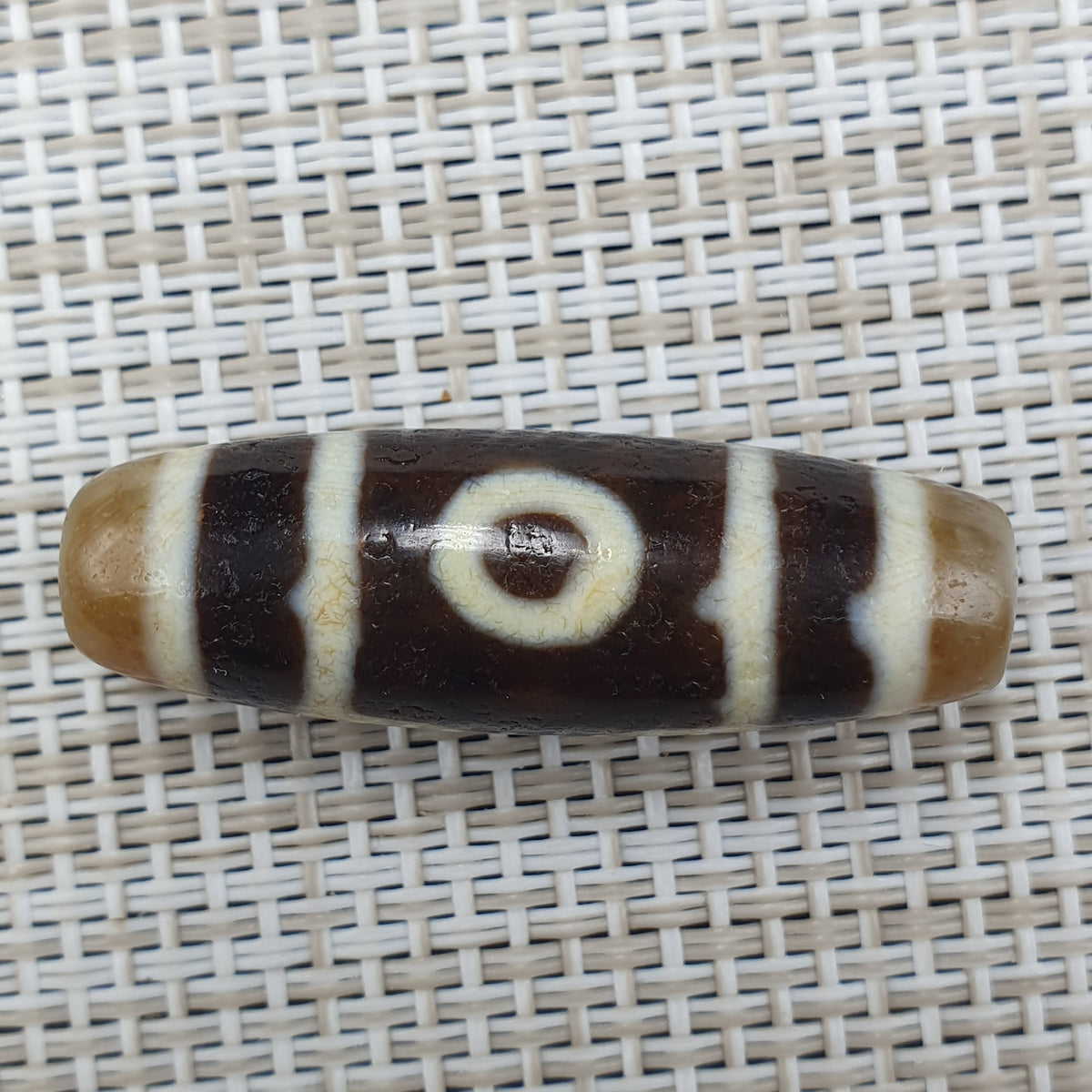 Himalayanische 3 Augen tibetische Vintage Achat Dzi Perle Amulett