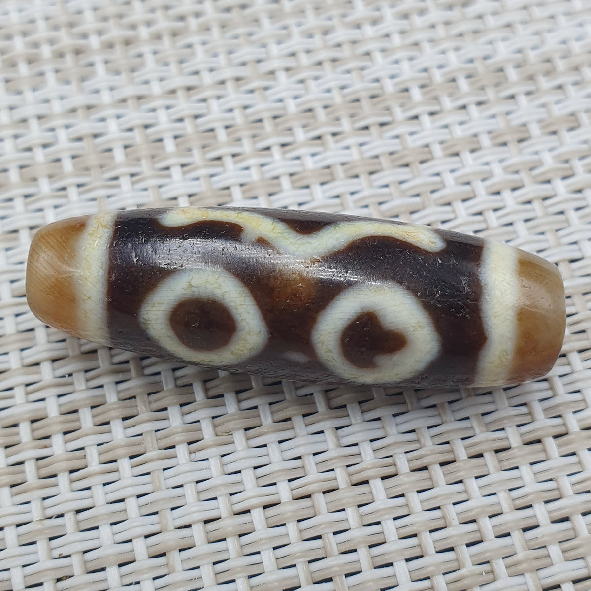 Himalayanische 3 Augen tibetische Vintage Achat Dzi Perle Amulett