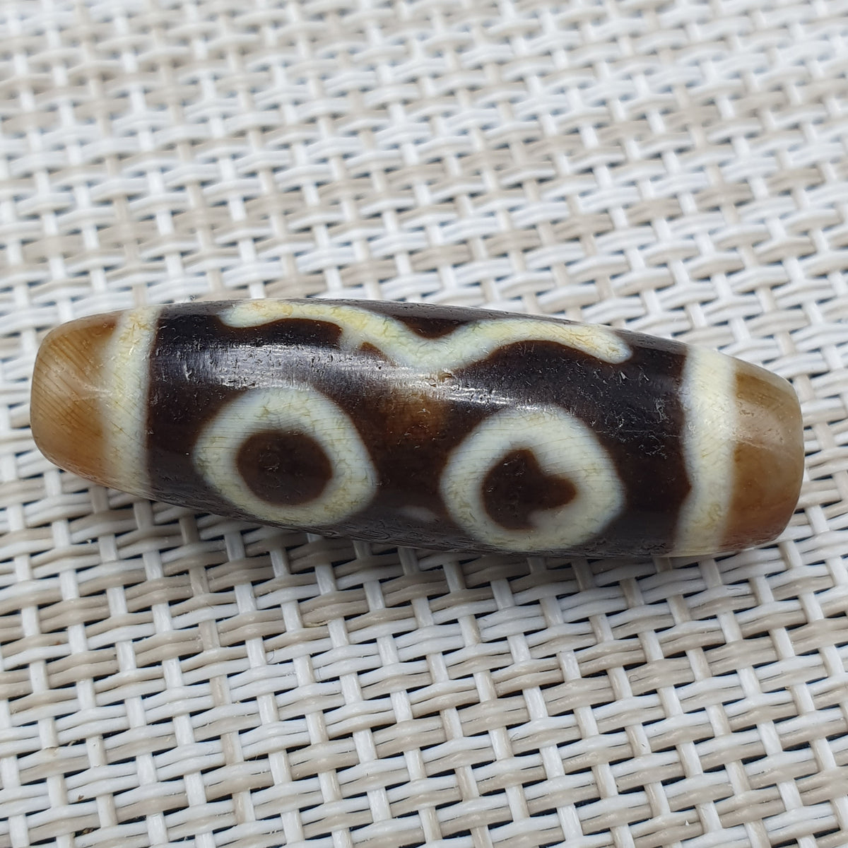 Himalayanische 3 Augen tibetische Vintage Achat Dzi Perle Amulett