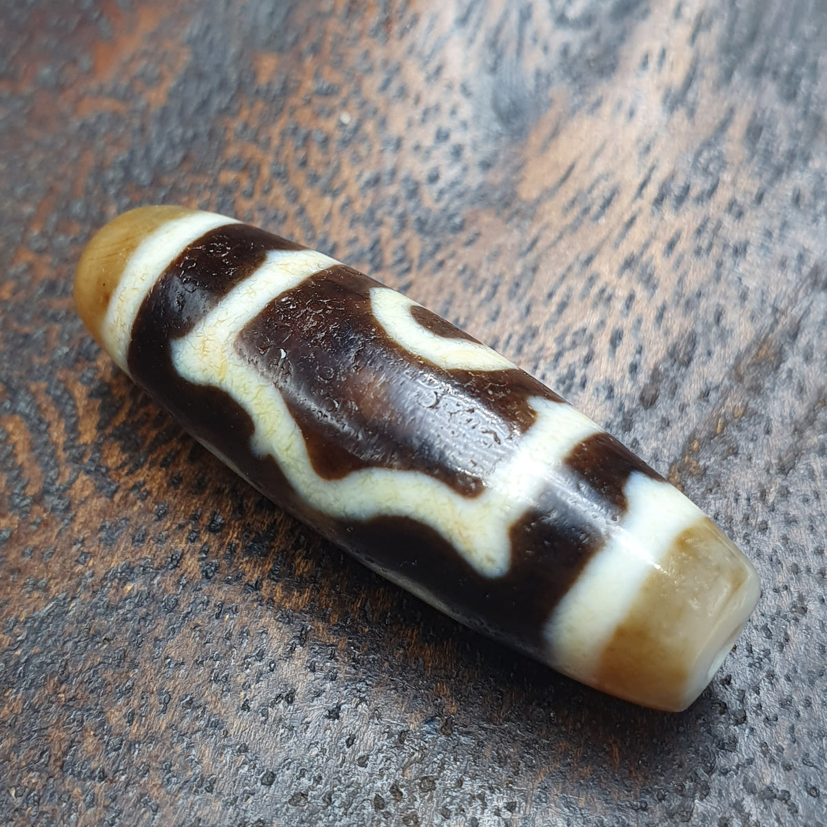 Himalayanische 3 Augen tibetische Vintage Achat Dzi Perle Amulett