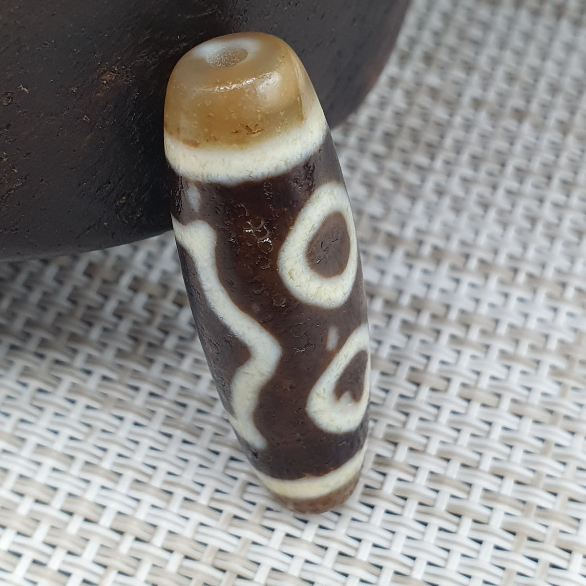 Himalayanische 3 Augen tibetische Vintage Achat Dzi Perle Amulett