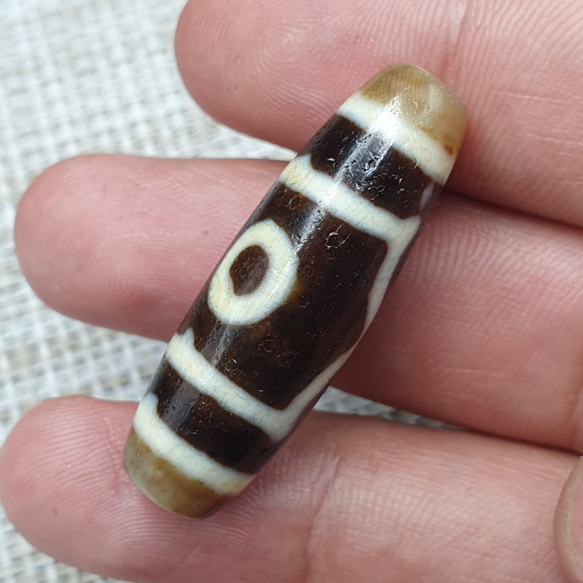 Himalayanische 3 Augen tibetische Vintage Achat Dzi Perle Amulett