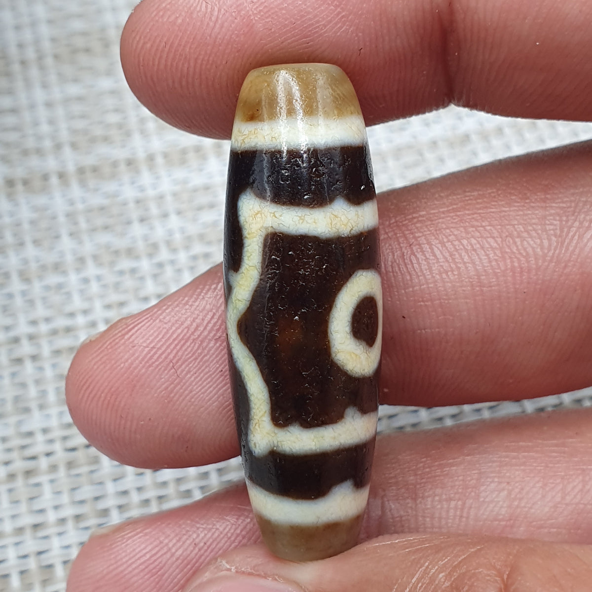 Himalayanische 3 Augen tibetische Vintage Achat Dzi Perle Amulett