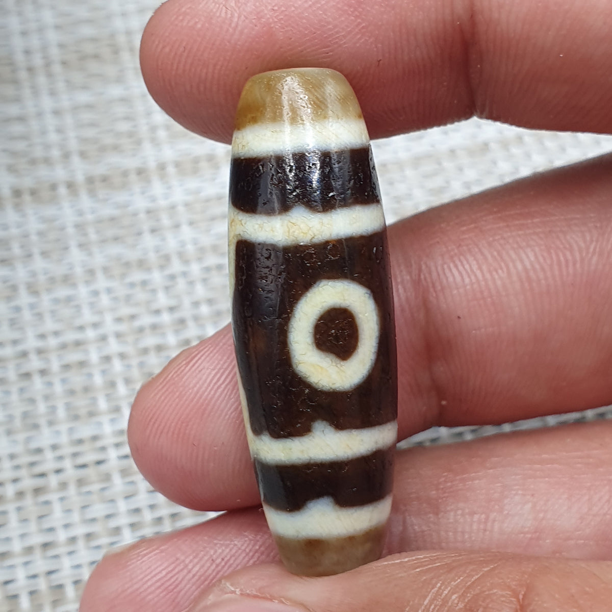 Himalayanische 3 Augen tibetische Vintage Achat Dzi Perle Amulett
