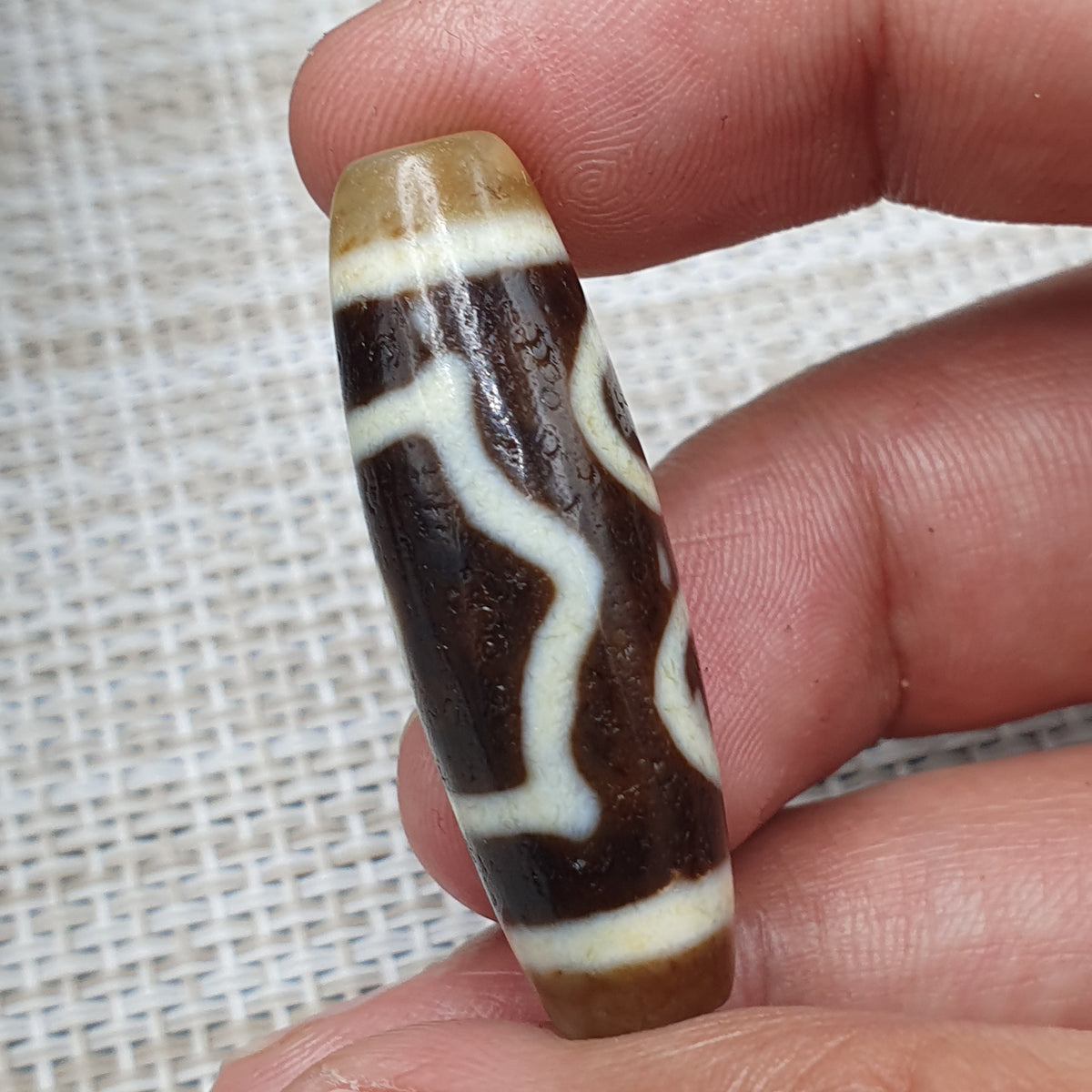 Himalayanische 3 Augen tibetische Vintage Achat Dzi Perle Amulett