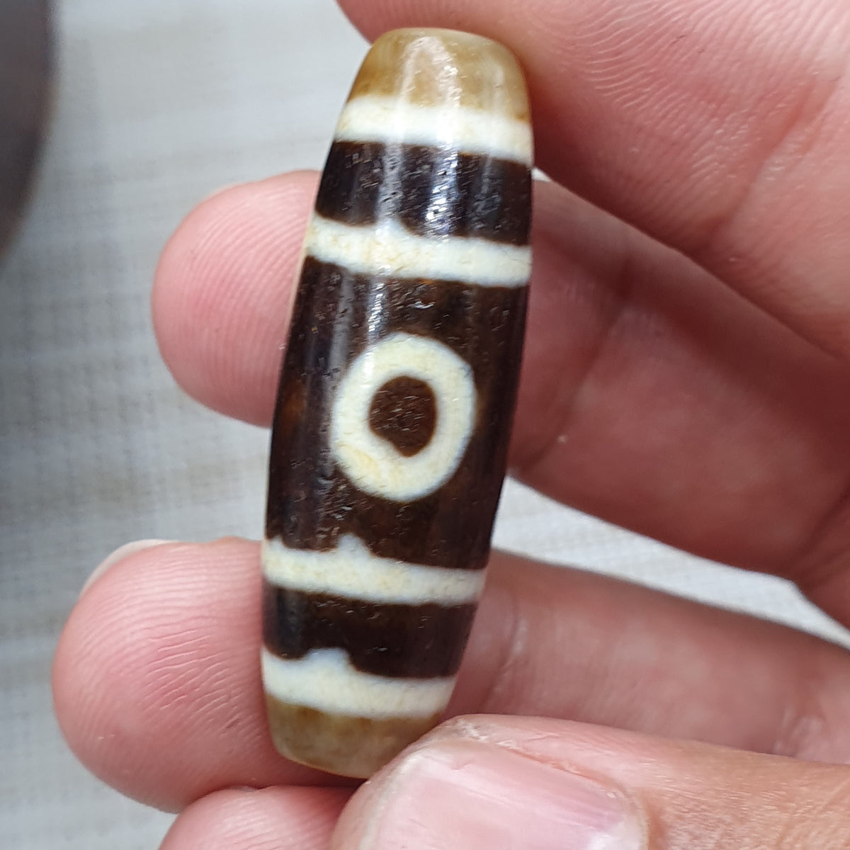 Himalayanische 3 Augen tibetische Vintage Achat Dzi Perle Amulett