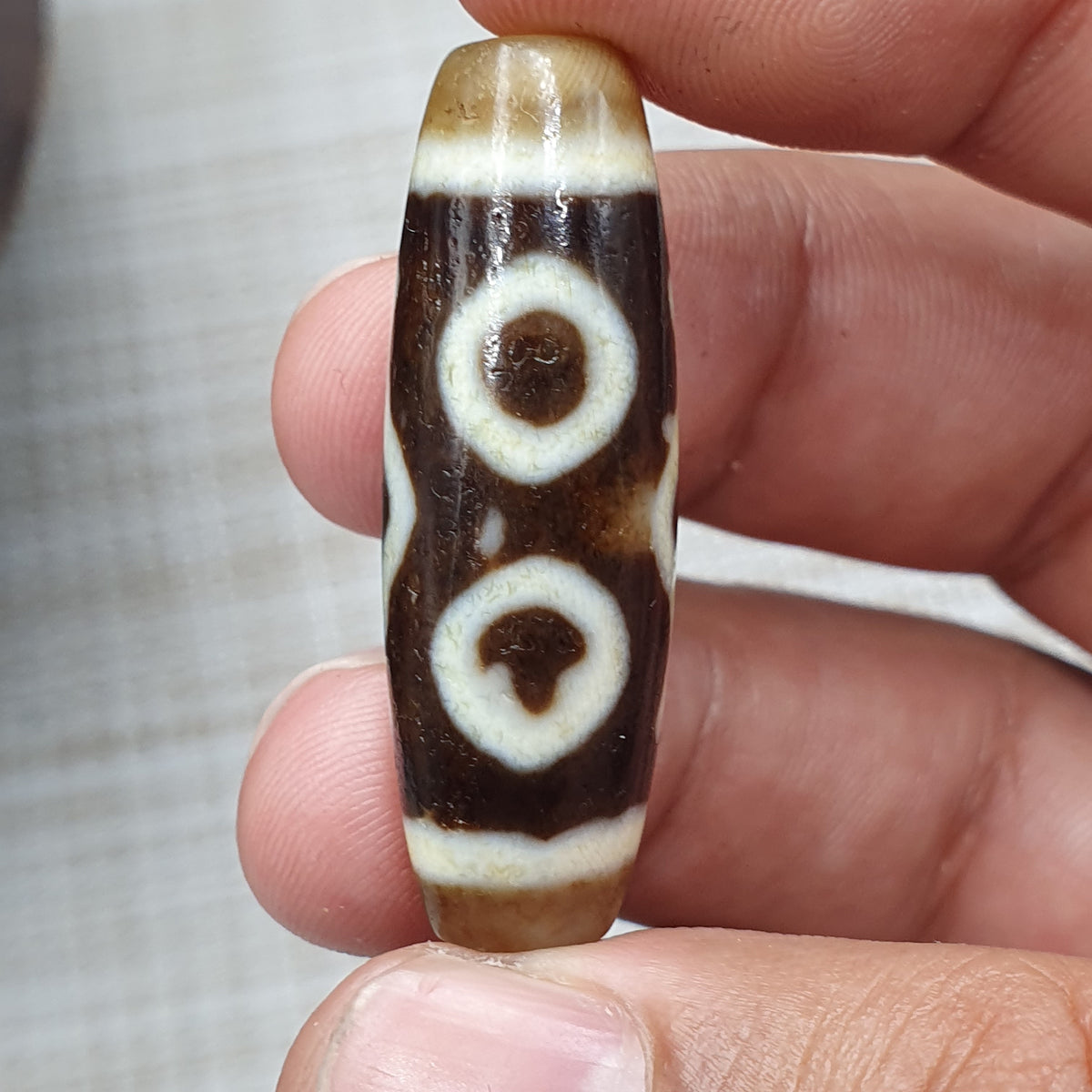 Himalayanische 3 Augen tibetische Vintage Achat Dzi Perle Amulett