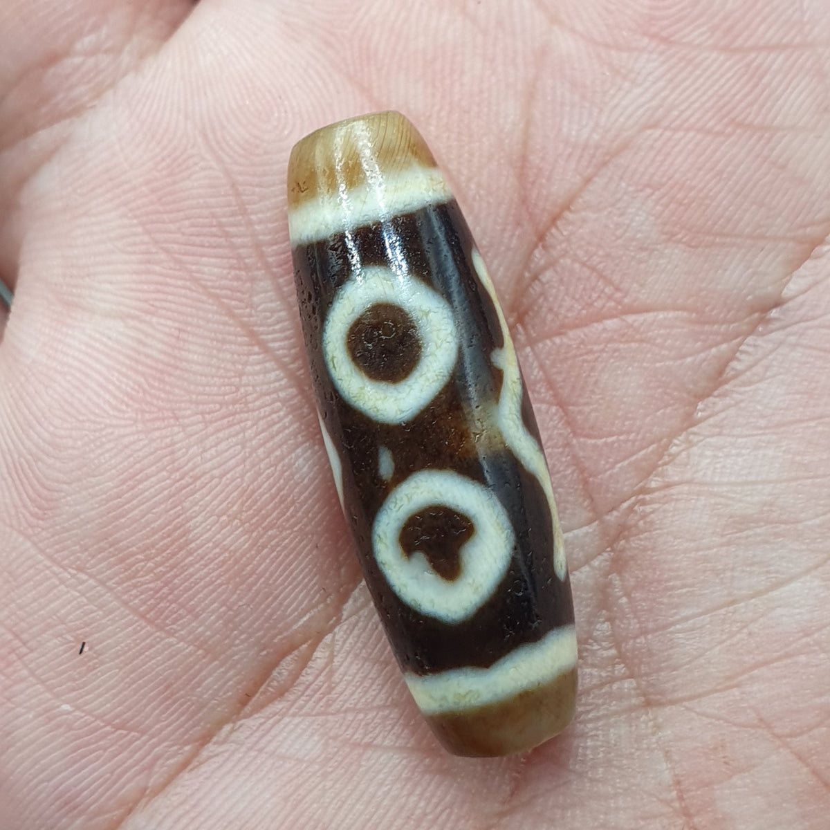 Himalayanische 3 Augen tibetische Vintage Achat Dzi Perle Amulett