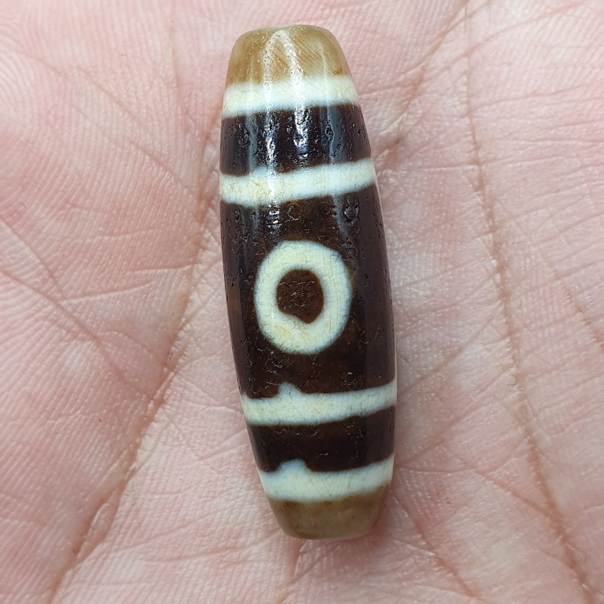 Himalayanische 3 Augen tibetische Vintage Achat Dzi Perle Amulett