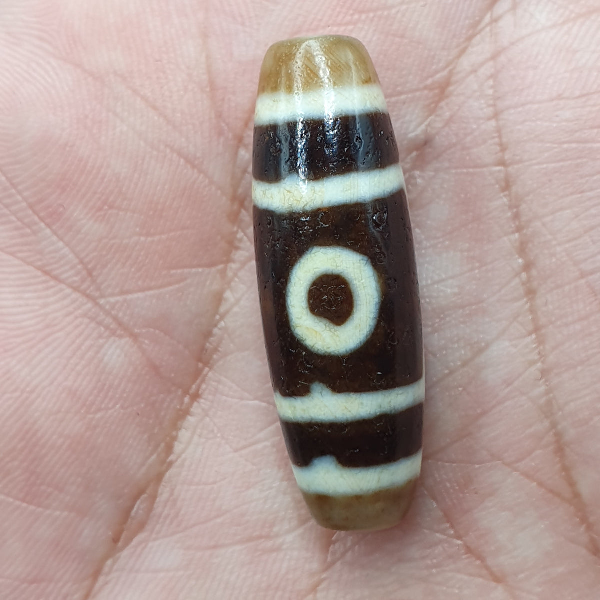 Himalayanische 3 Augen tibetische Vintage Achat Dzi Perle Amulett
