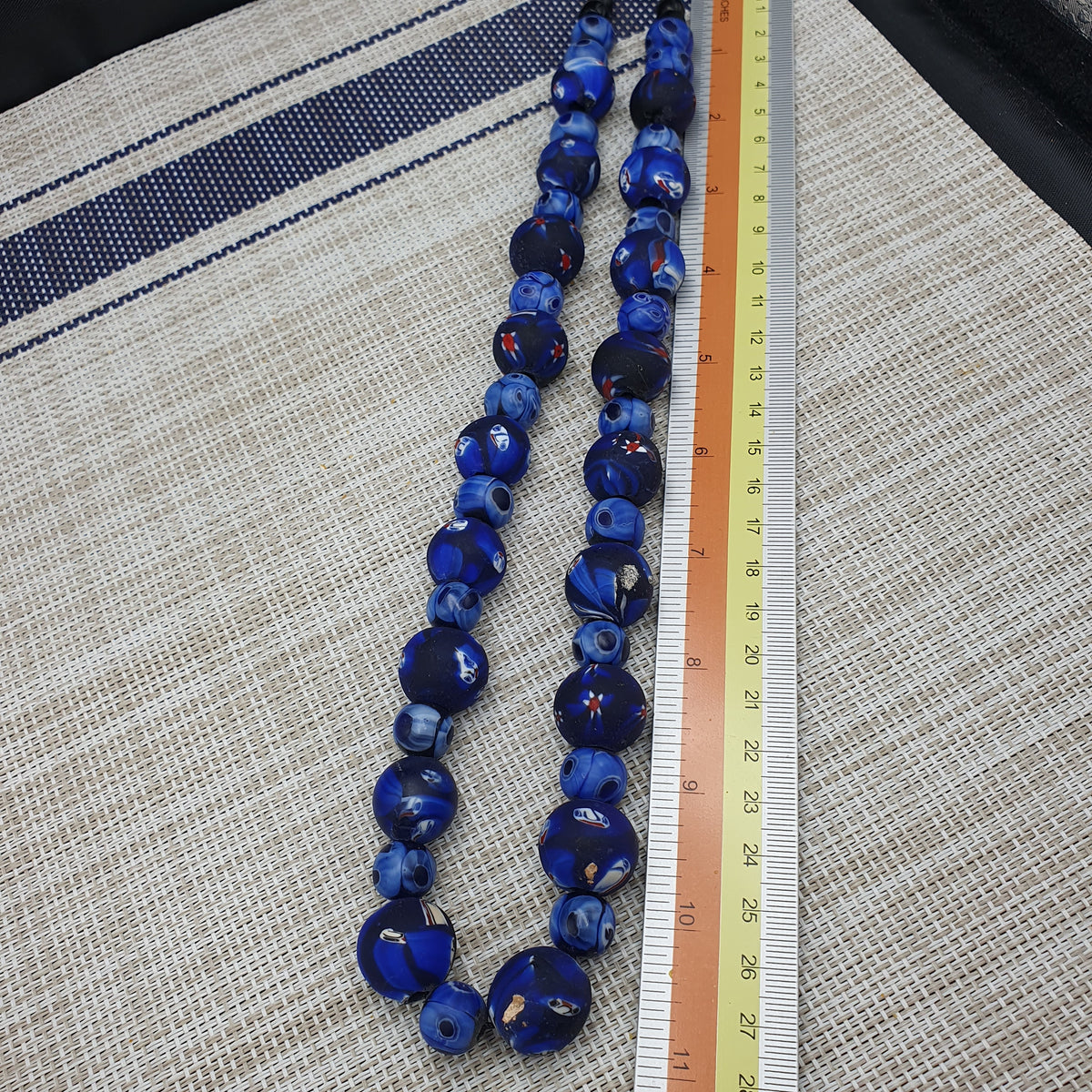 Collier de perles de style vénitien vintage Millefiori et œil