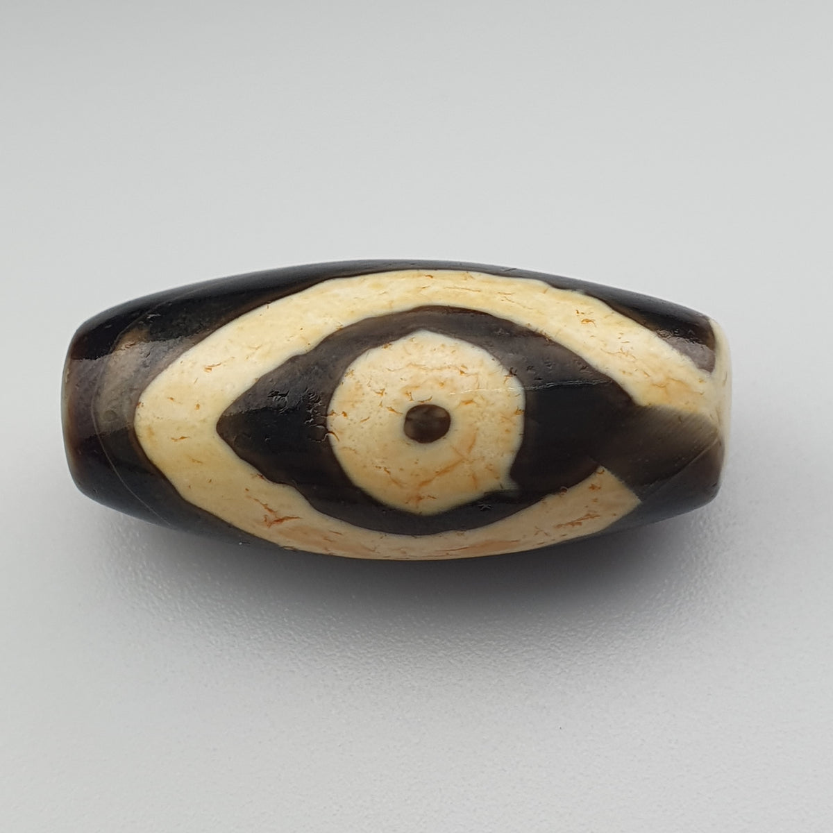 Amulette œil de Dzi en perles d'agate tibétaine de l'Himalaya vintage