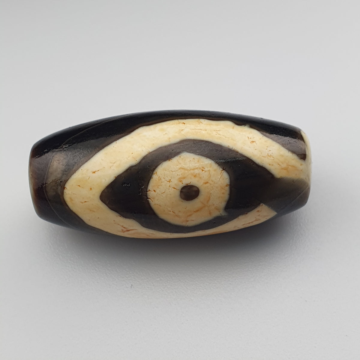 Amulette œil de Dzi en perles d'agate tibétaine de l'Himalaya vintage
