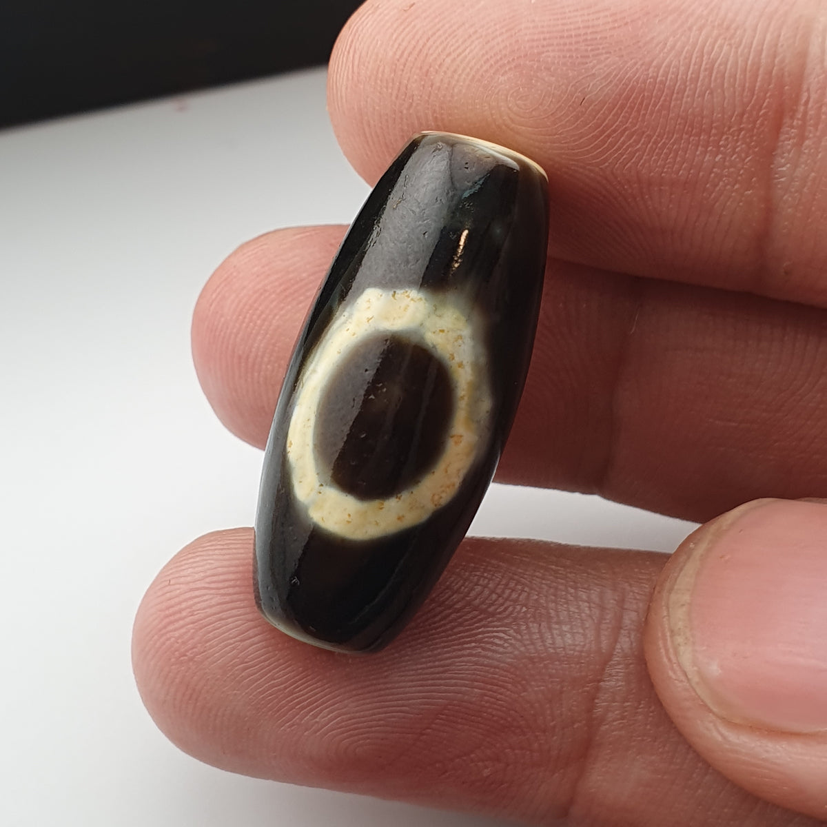 Amulette œil de Dzi en perles d'agate tibétaine de l'Himalaya vintage