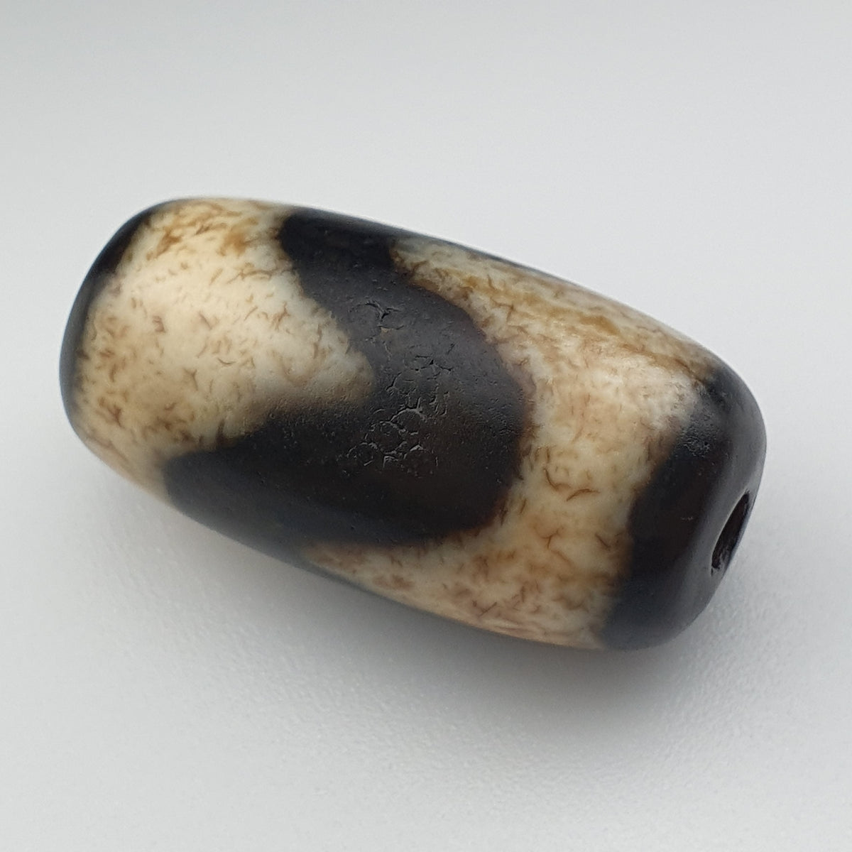 Perle Dzi en Agate du Tibet, Motif Zigzag, Style Vintage, Amulette de l'Himalaya