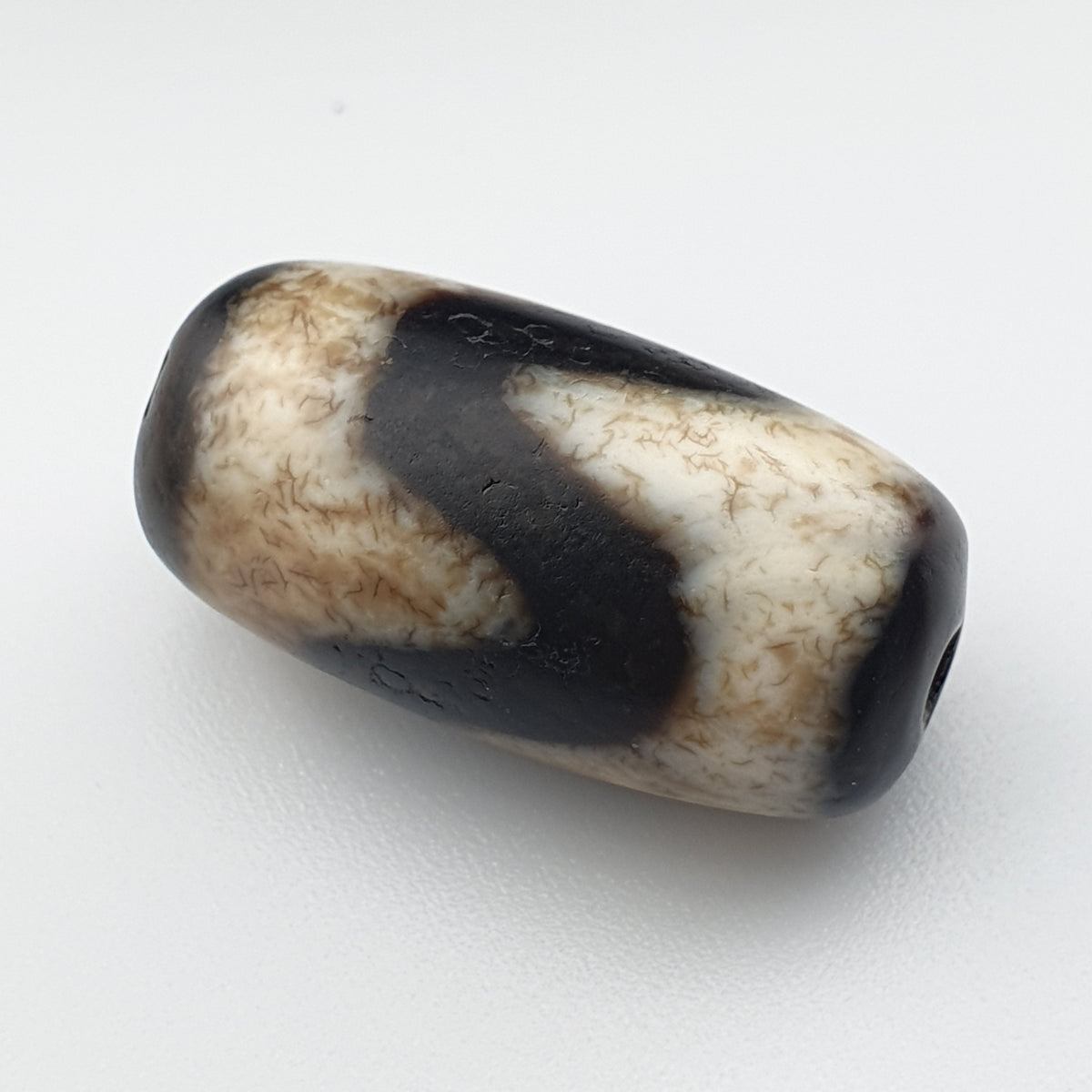 Perle Dzi en Agate du Tibet, Motif Zigzag, Style Vintage, Amulette de l'Himalaya