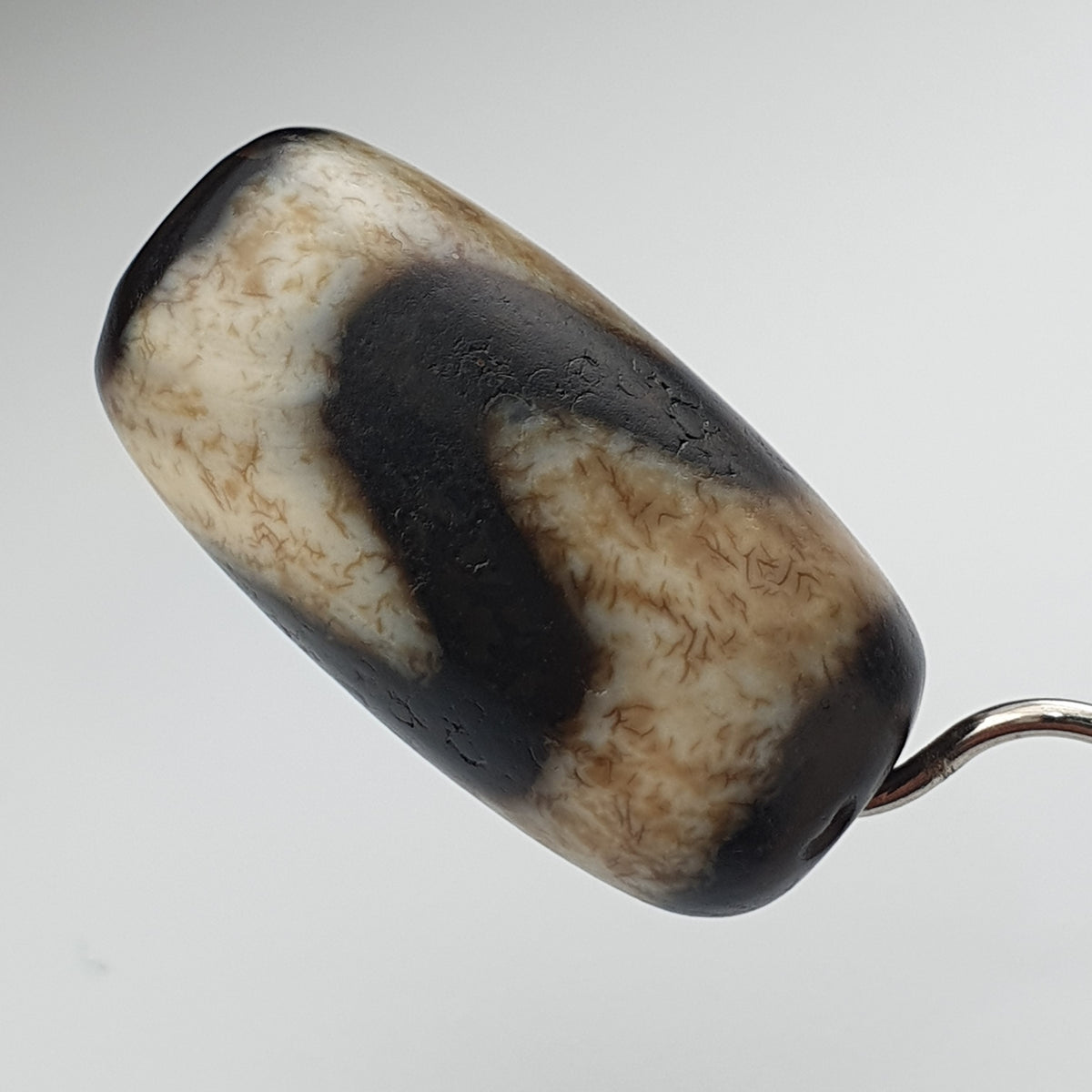 Perle Dzi en Agate du Tibet, Motif Zigzag, Style Vintage, Amulette de l'Himalaya