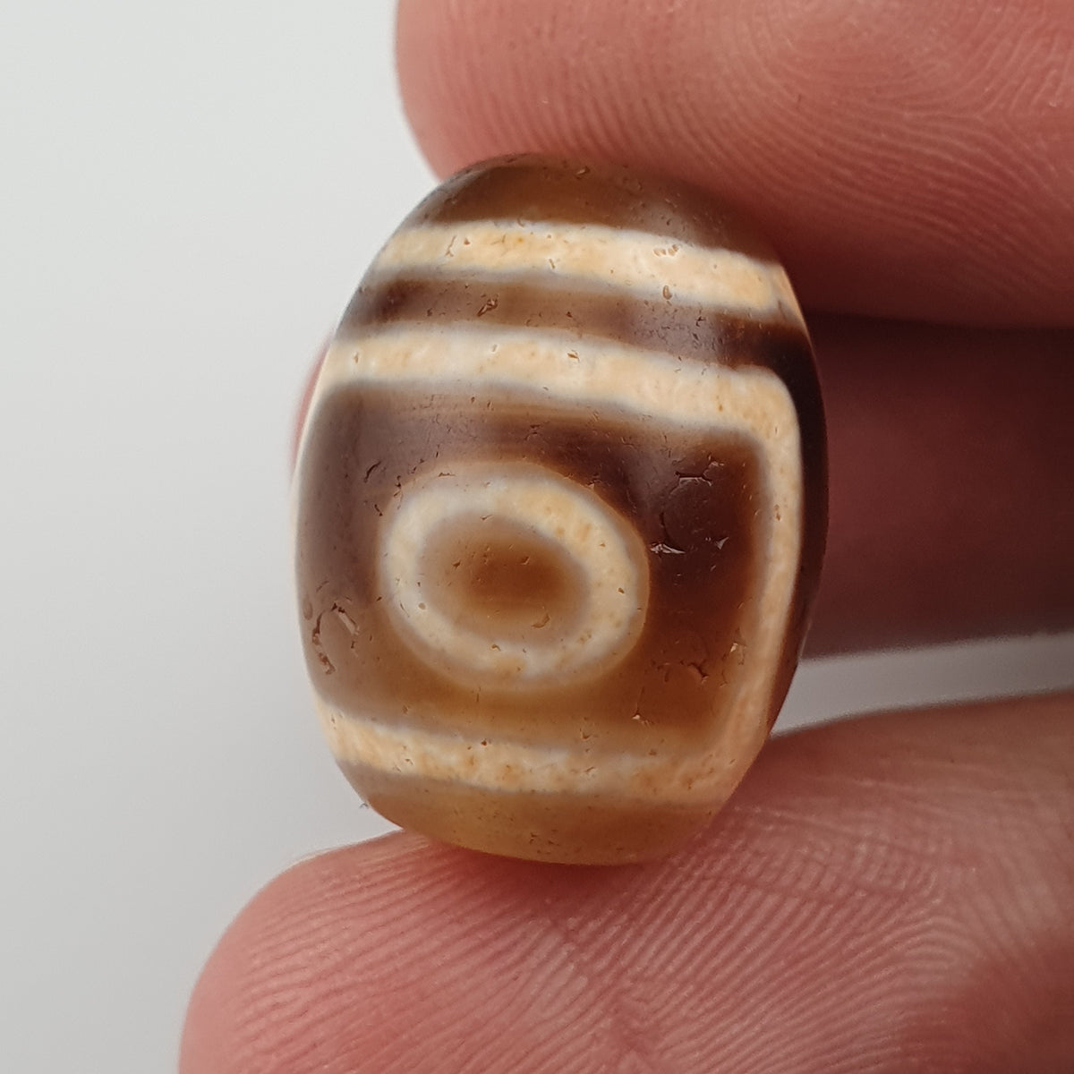 Vintage Himalaya Tibet 2 Augen Achat Dzi Perle Amulett