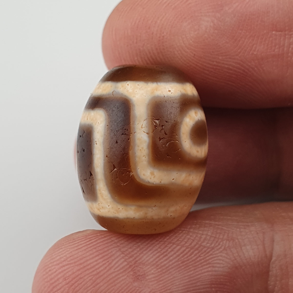 Vintage Himalaya Tibet 2 Augen Achat Dzi Perle Amulett