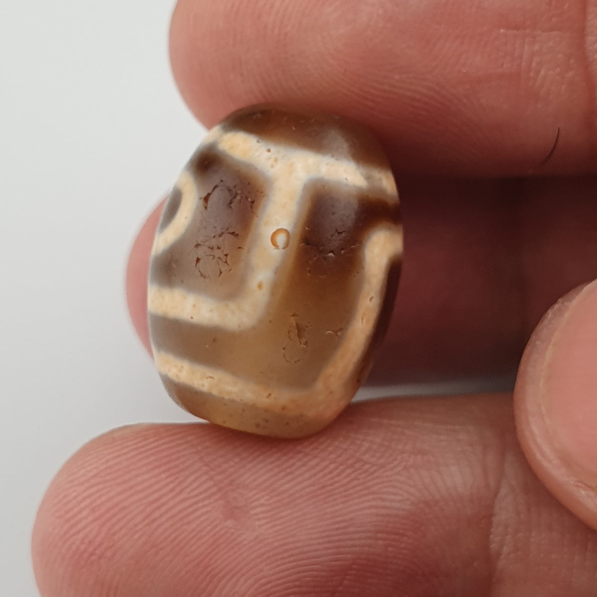 Vintage Himalaya Tibet 2 Augen Achat Dzi Perle Amulett